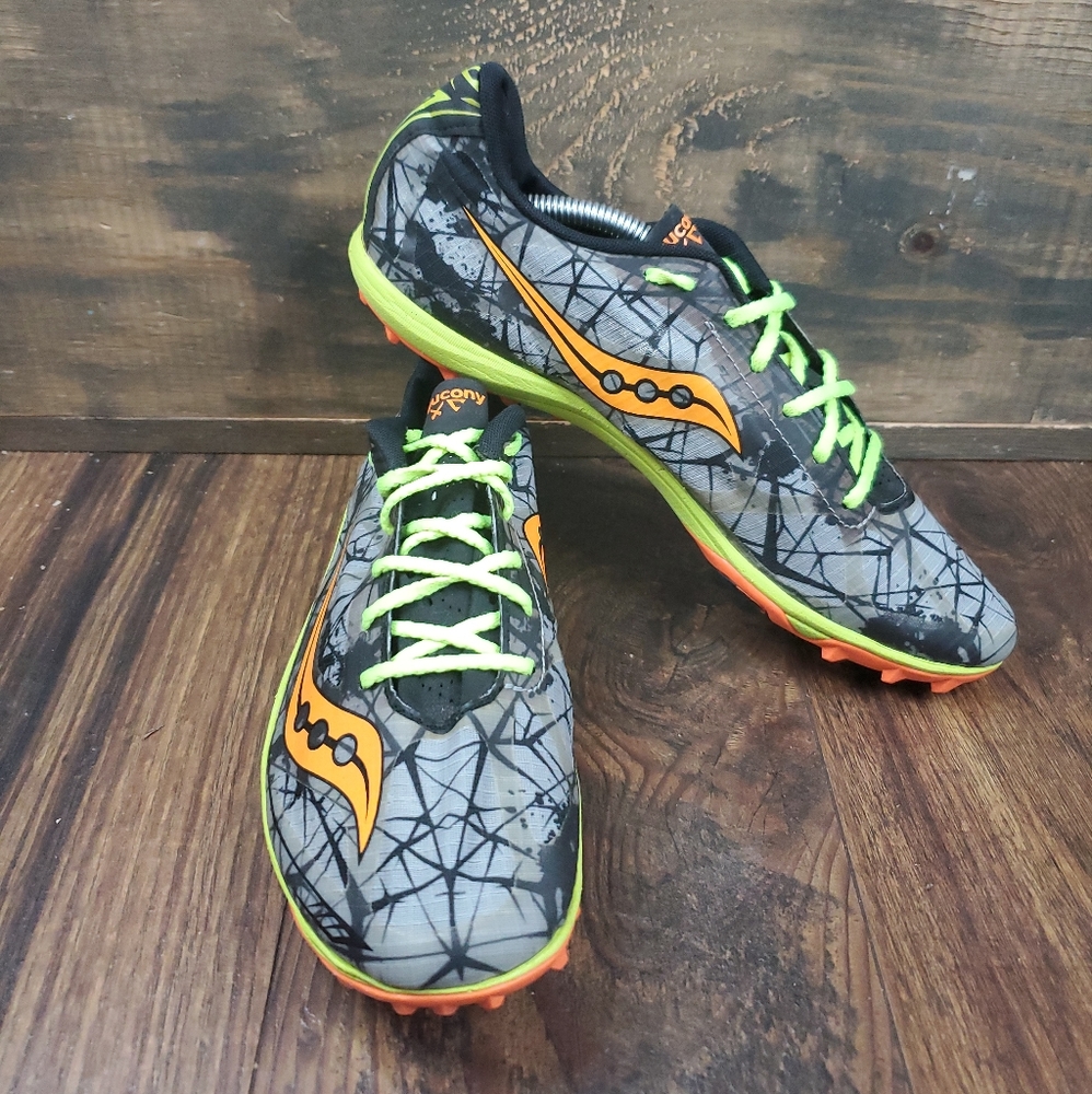 Saucony Mens Shay XC4 S29010-4 Gray Black Running Cleats Shoes Sneakers Sz 7.5